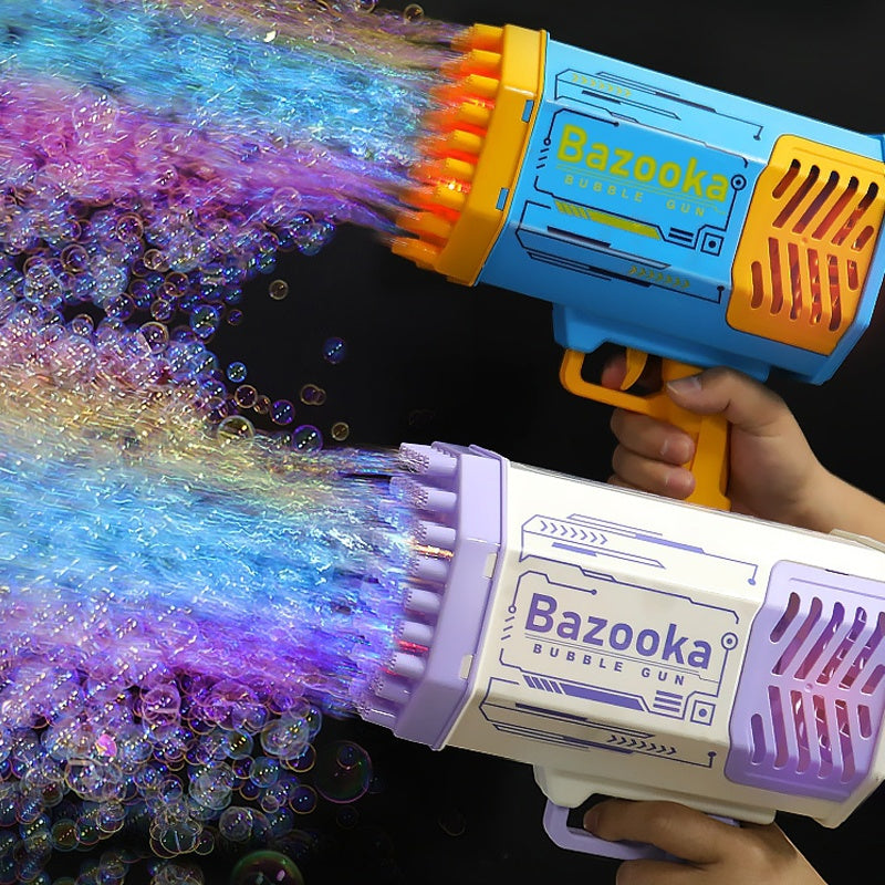 Bubble Gun Rocket 69 Holes Soap Bubbles Machine Gun Shape Automatic 